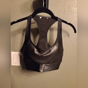 Forever 21 Sports Bra Metallic Black Shiny Size Medium